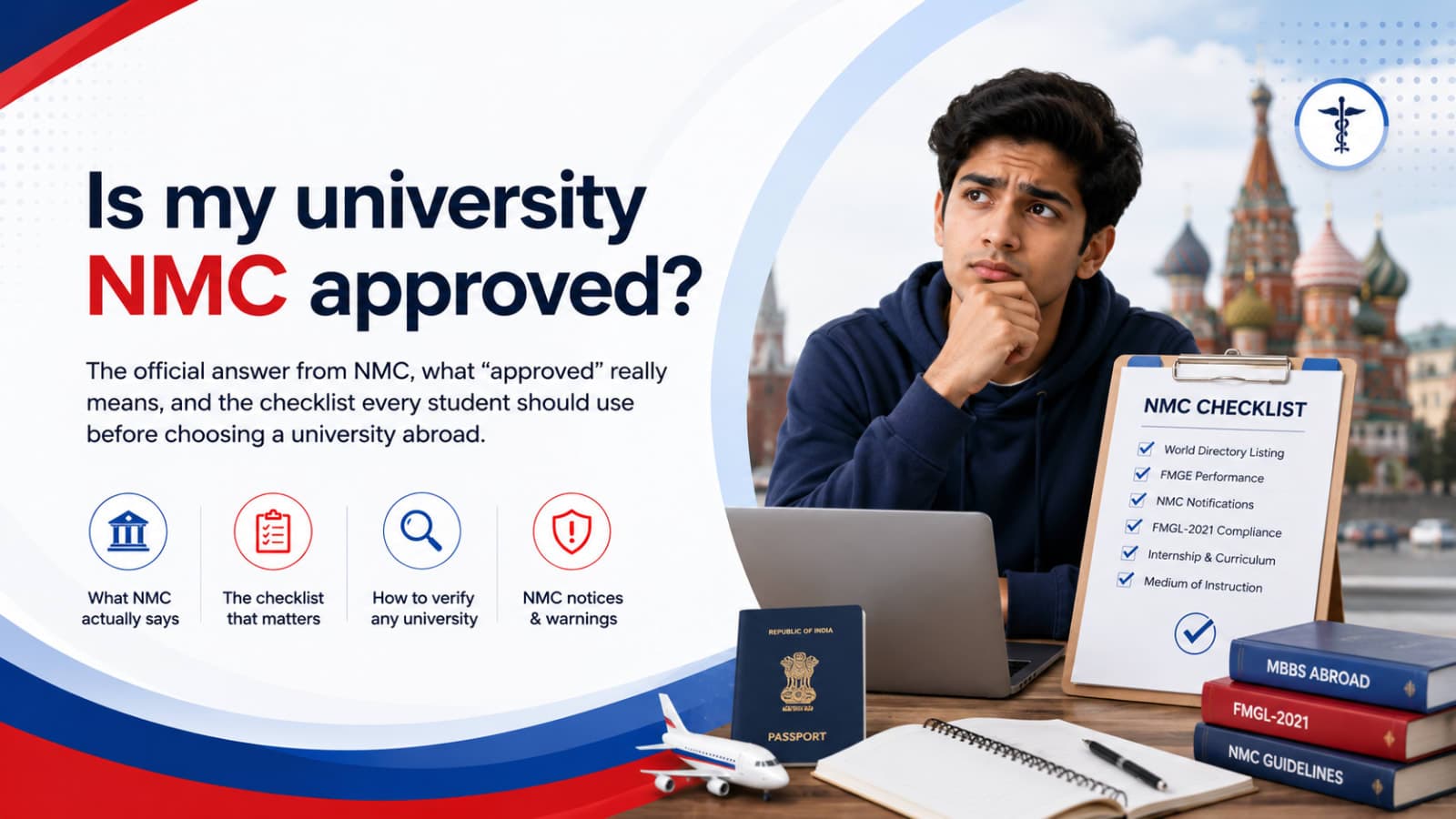 Is my university NMC approved? A verification checklist: World Directory listing, FMGE performance, NMC notices and FMGL-2021 compliance.
